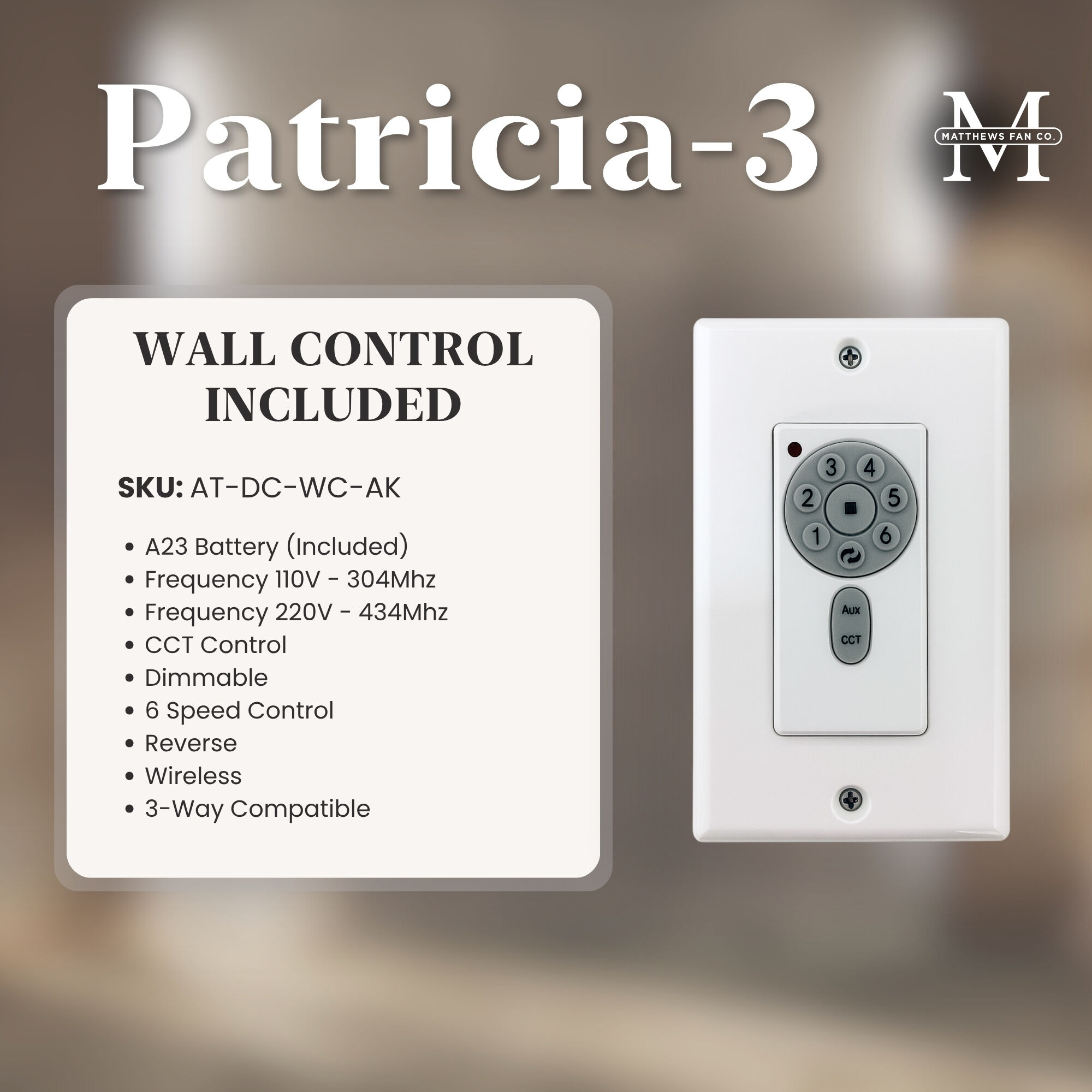 Atlas Patricia-3 60 inch Gloss White with Walnut Tone Blades Ceiling Fan, Atlas