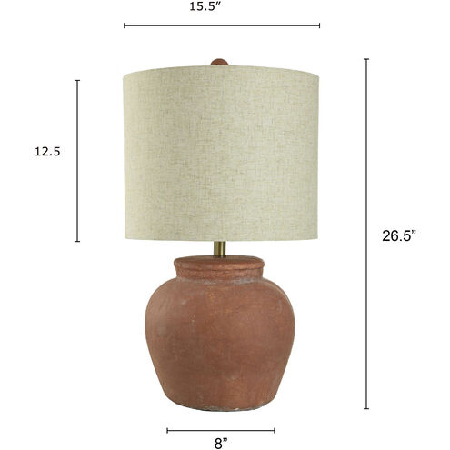 Terracotta 26.5 inch 150 watt Terracotta and Brushed Nickel Table Lamp Portable Light