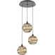 Terra 3 Light Matte Black Chandelier Ceiling Light, Round Multi-Port