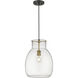 Bella 1 Light 12 inch Matte Black and Olde Brass Pendant Ceiling Light