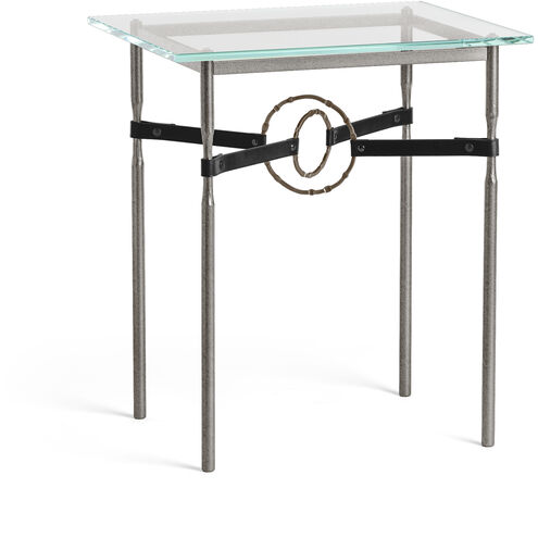 Equus 25.1 X 22 inch Natural Iron and Ink Side Table in Leather Black