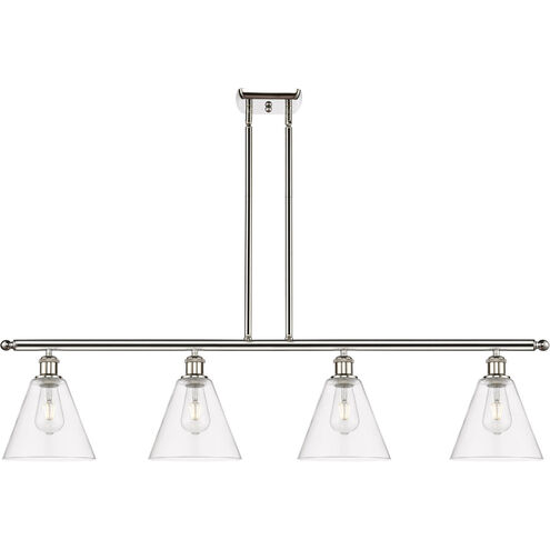 Ballston Ballston Cone LED 48 inch Polished Nickel Island Light Ceiling Light in Clear Glass