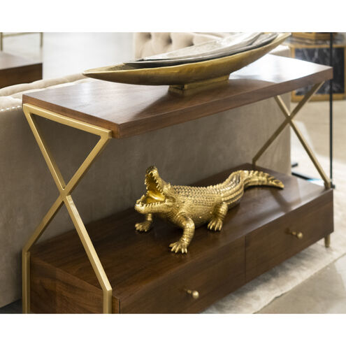 Guilford 56 X 18 inch Mahogany with Satin Brass Console Table