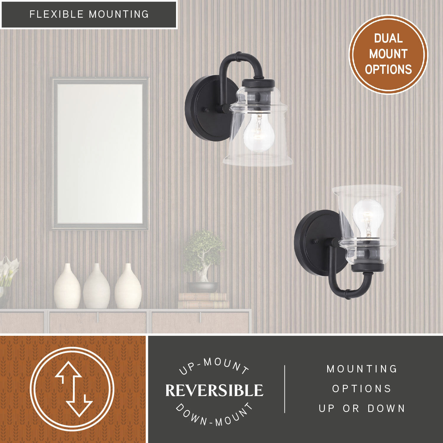 Toledo LED 8 inch Matte Black Bathroom Light Wall Light