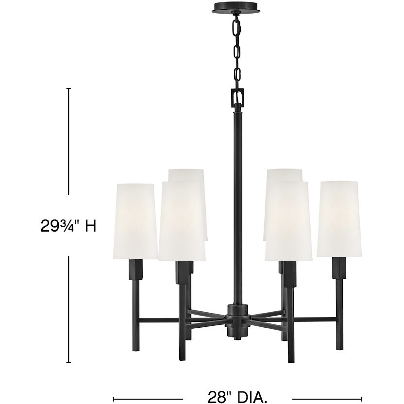 Fenwick 6 Light 28 inch Black Chandelier Ceiling Light