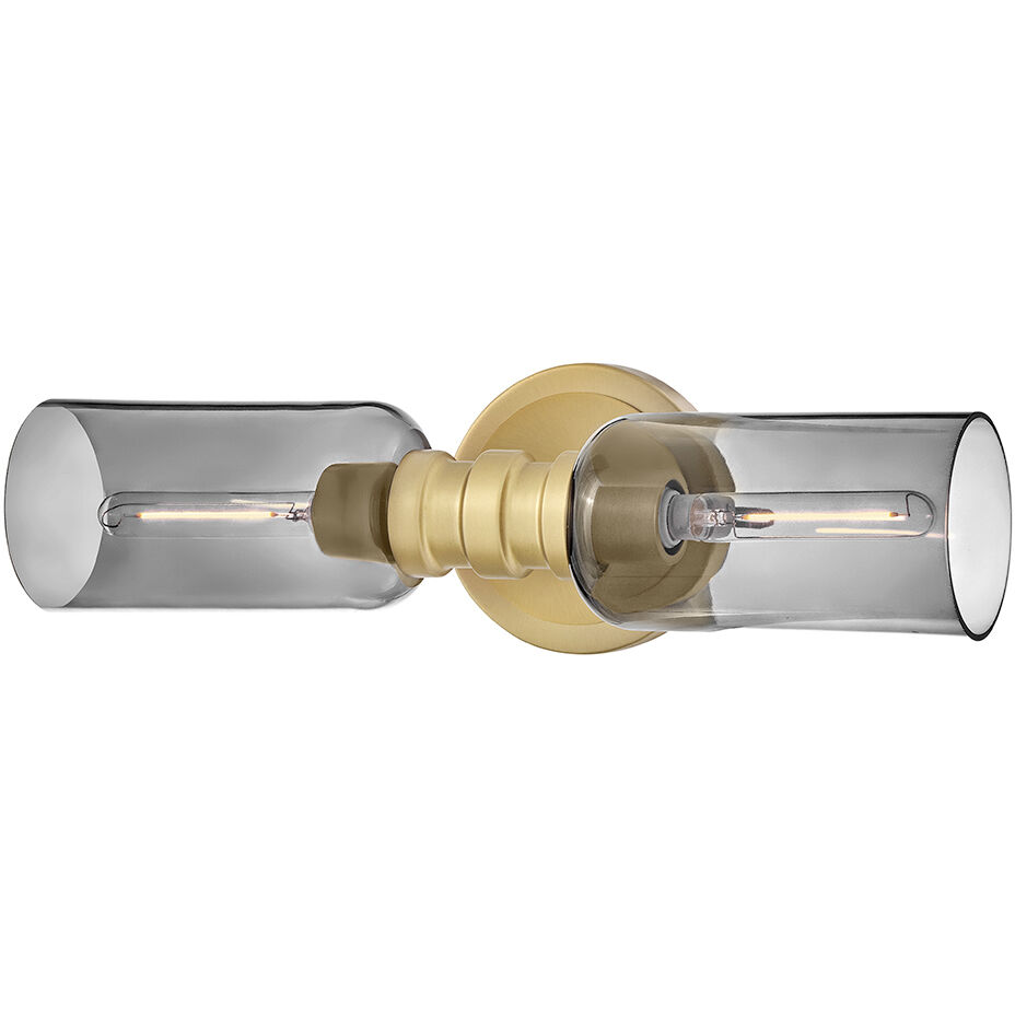Naomi 2 Light 5.75 inch Lacquered Brass Bath Light Wall Light in Smoked Glass