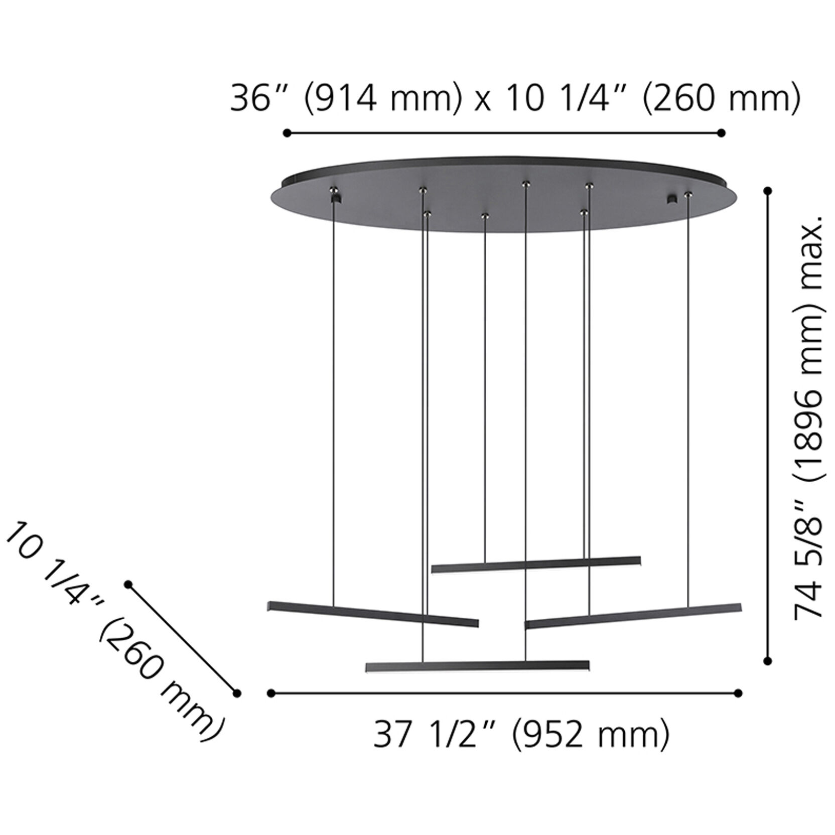 Lindoza 4 Light 10.25 inch Matte Black Pendant Ceiling Light