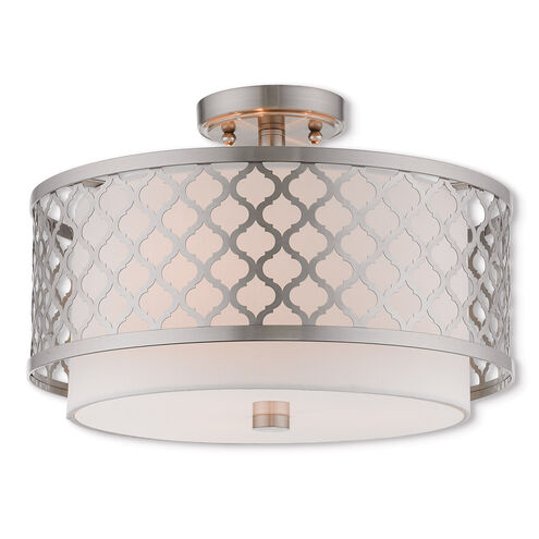 Arabesque 3 Light 15 inch Brushed Nickel Semi-Flush Mount Ceiling Light