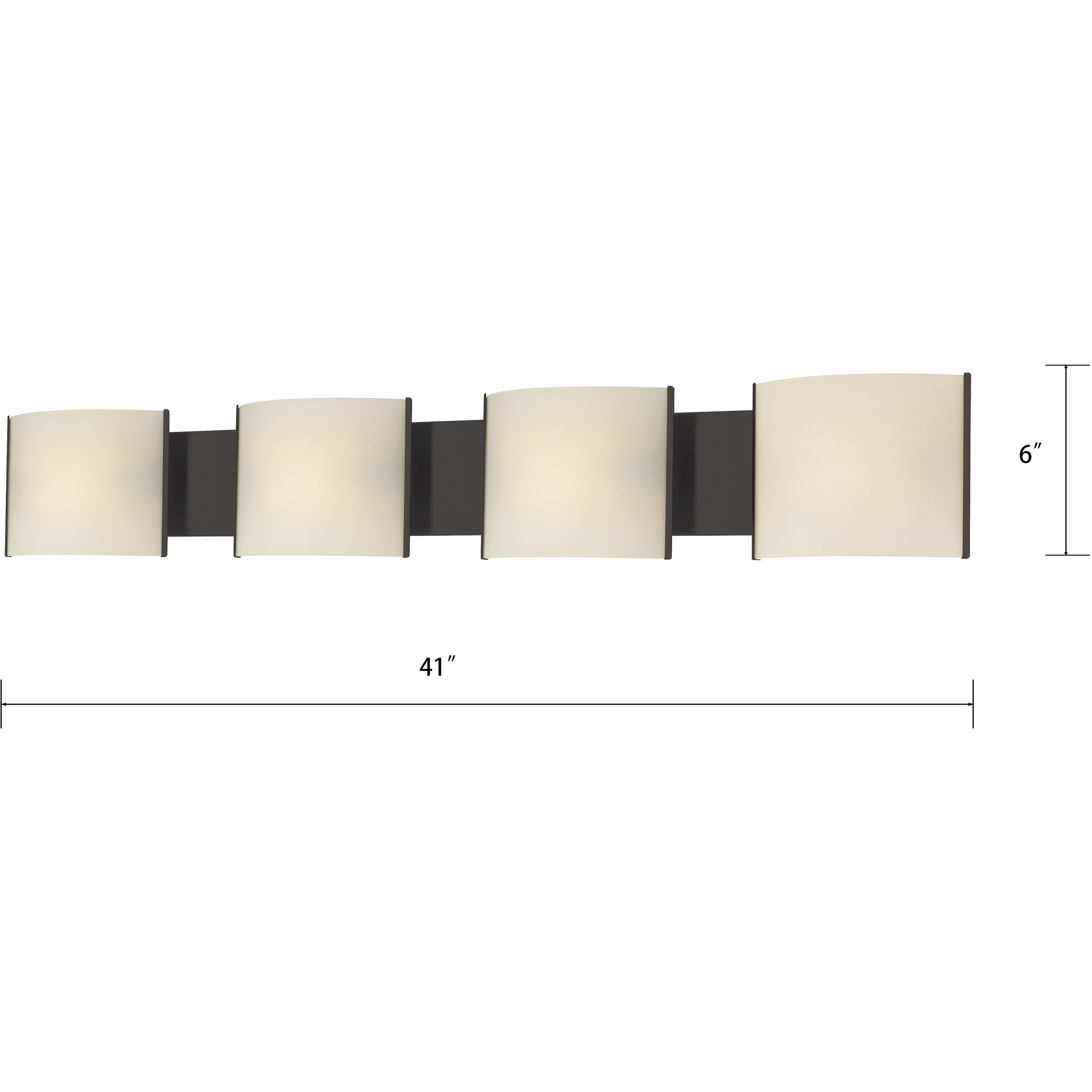 Pannelli Vanity Light Wall Light in Opal White Glass, Oil Rubbed Bronze