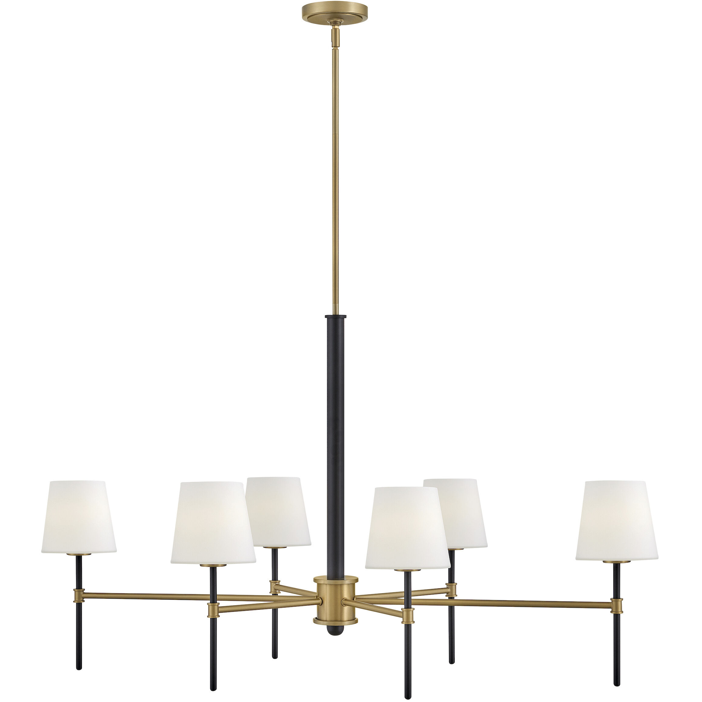 Saunders 6 Light 45 inch Black with Lacquered Brass Chandelier Ceiling Light