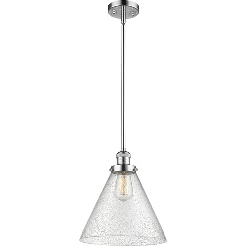 Franklin Restoration Cone 1 Light 12 inch Polished Chrome Mini Pendant Ceiling Light in Incandescent, Seedy, Franklin Restoration