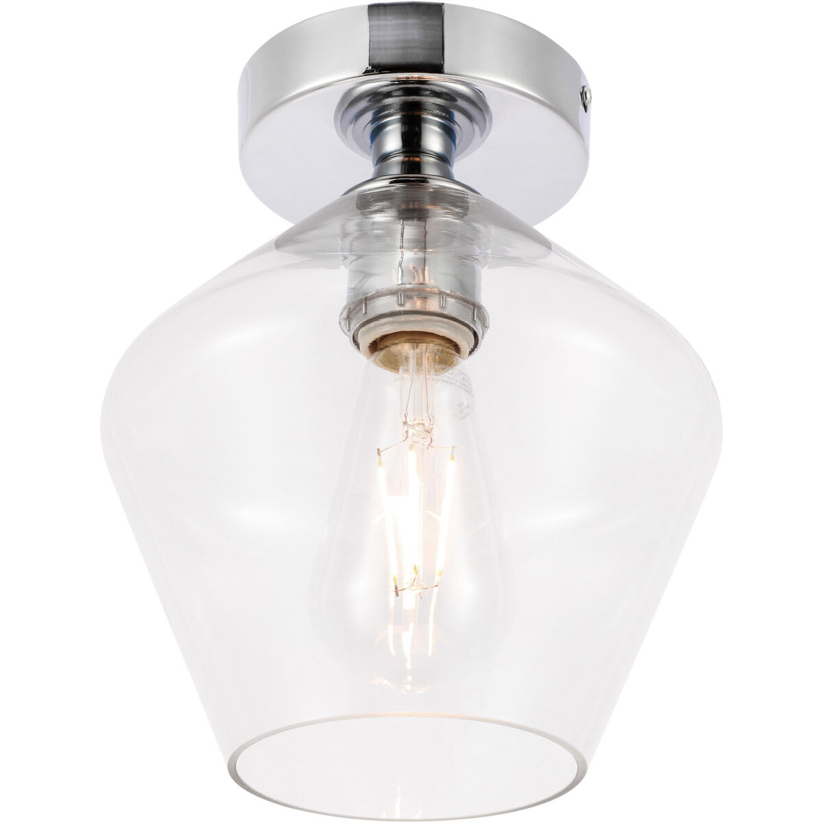 Gene 1 Light 8 inch Chrome Flush Mount Ceiling Light