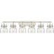 Pilaster II Bell 6 Light 45.5 inch Satin Nickel Bath Vanity Light Wall Light in Seedy Glass