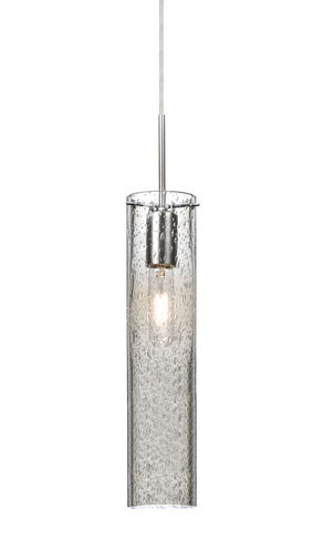 Juni 1 Light Satin Nickel Pendant Ceiling Light in Clear Bubble Glass