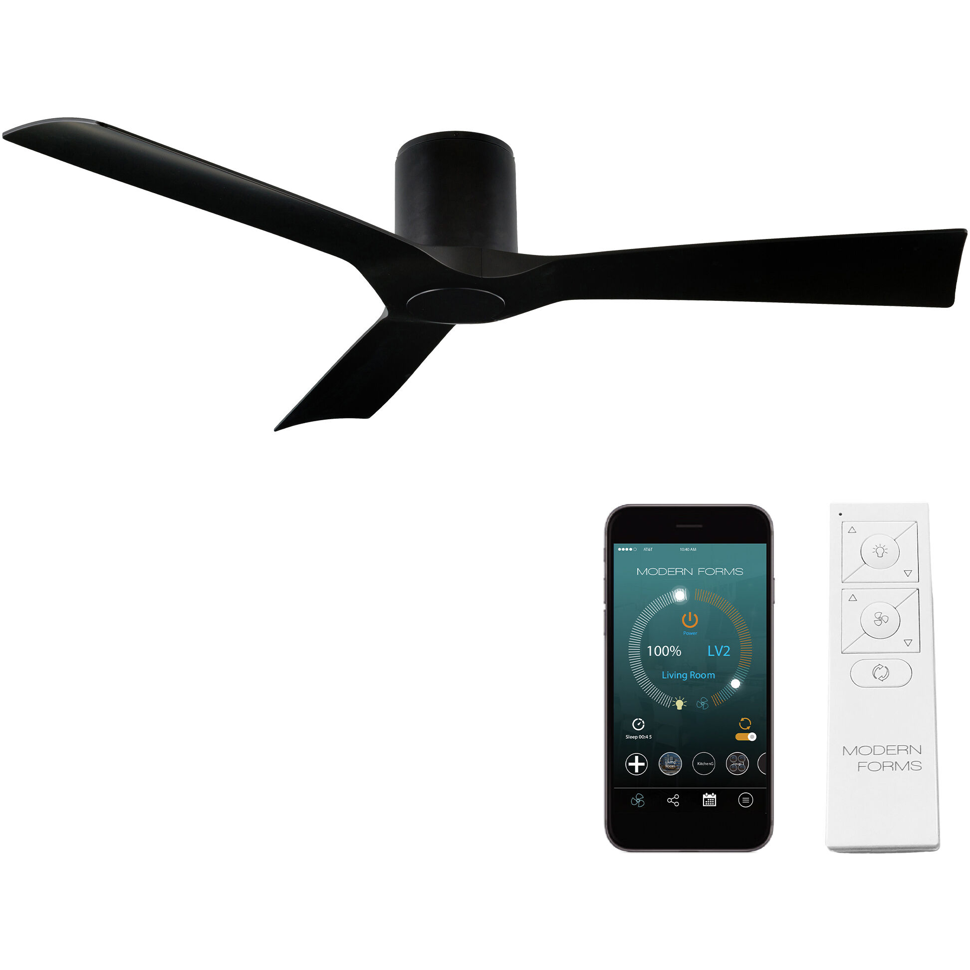 Aviator 54 inch Matte Black Flush Mount Ceiling Fan
