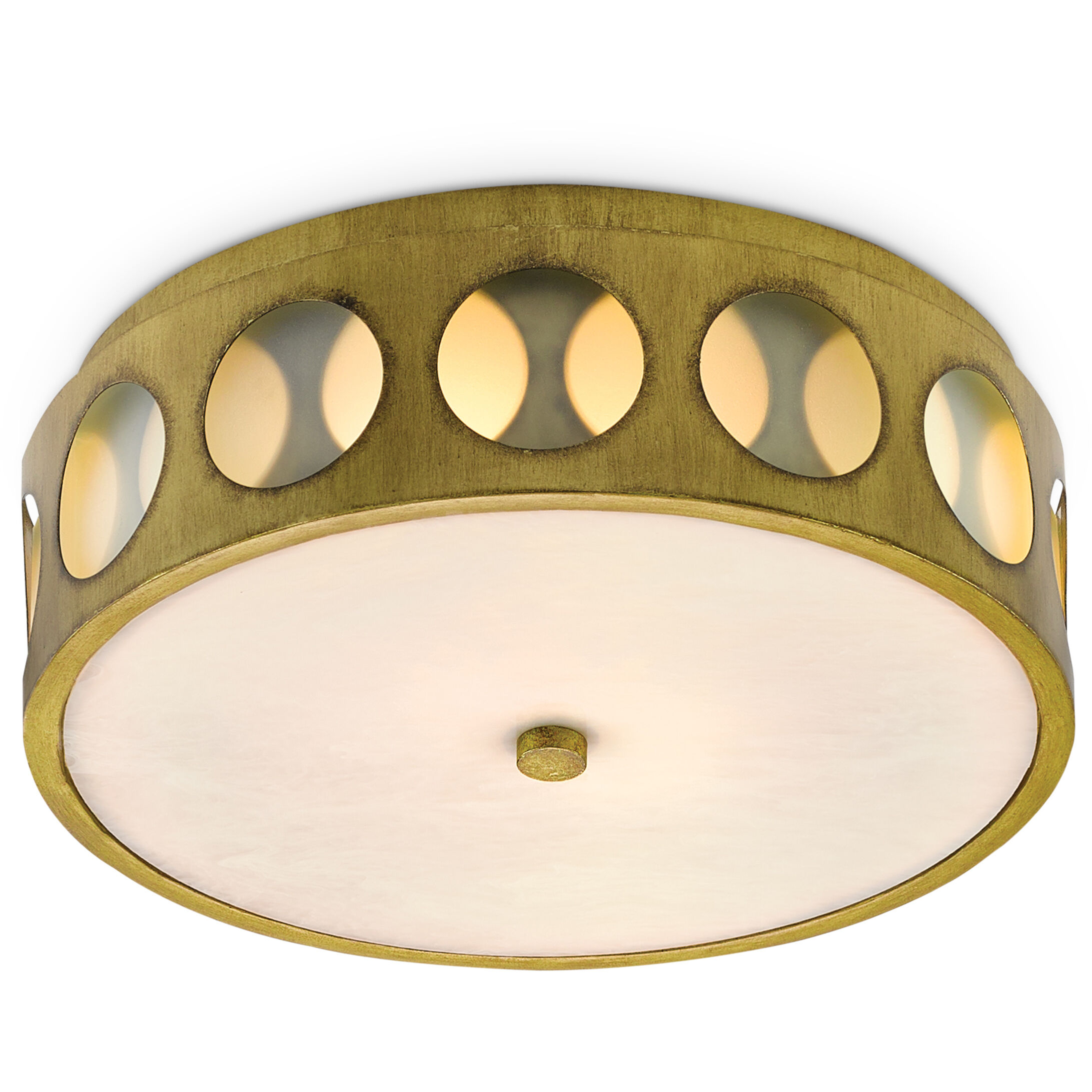 Go-go 2 Light 16 inch Brass Flush Mount Ceiling Light