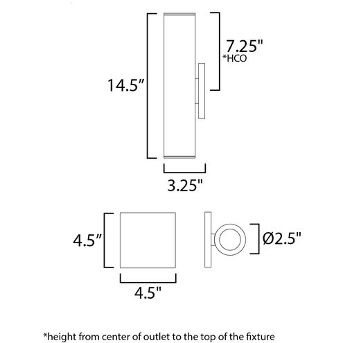 Calibro LED 14.5 inch Black Outdoor Wall Mount