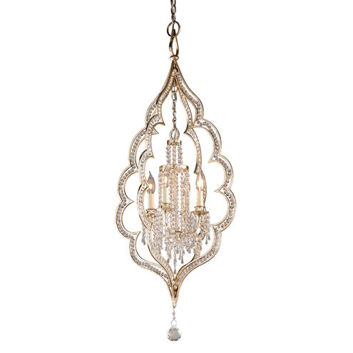 Bijoux 4 Light 21 inch Silver Leaf With Antique Mist Pendant Ceiling Light