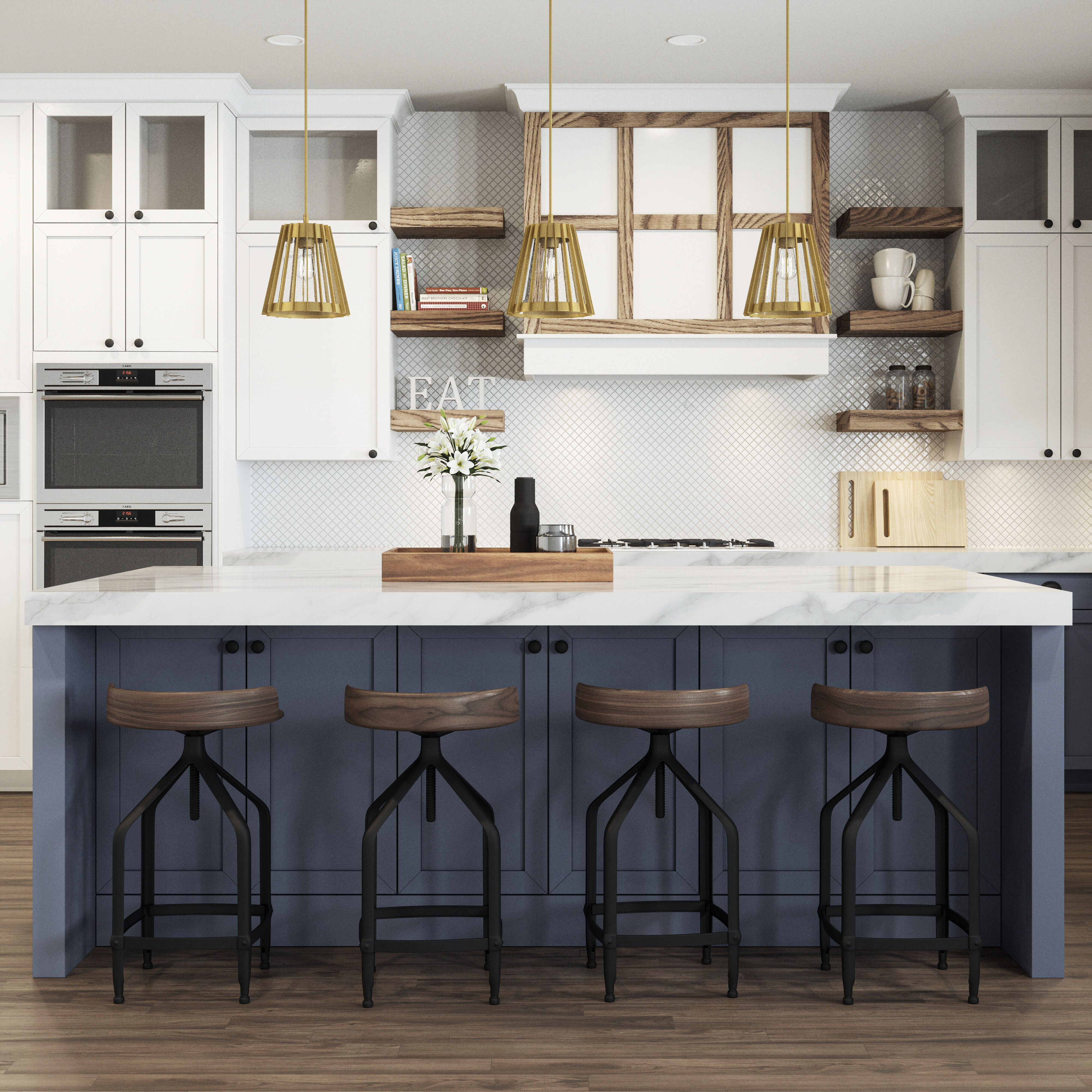 Open Louvers Pendant Ceiling Light in Champagne Gold