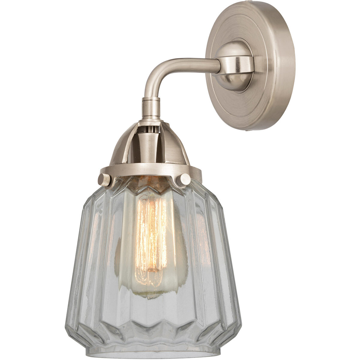 Nouveau 2 Chatham LED 6 inch Brushed Satin Nickel Sconce Wall Light in Clear Glass