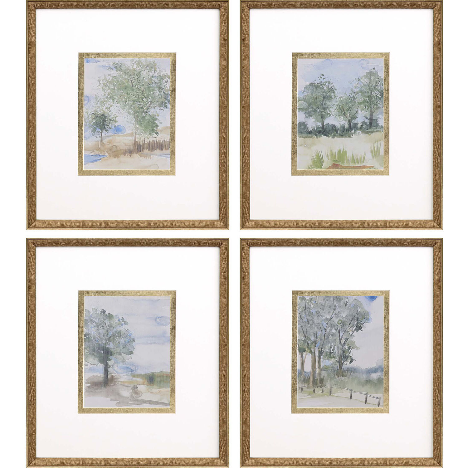 Along the Way Blue and Green and Brown and Multi Framed Art, The Studio