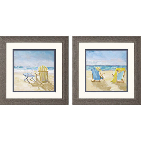 Afternoon on Beach / Blue Beach Blue and Beige Framed Art