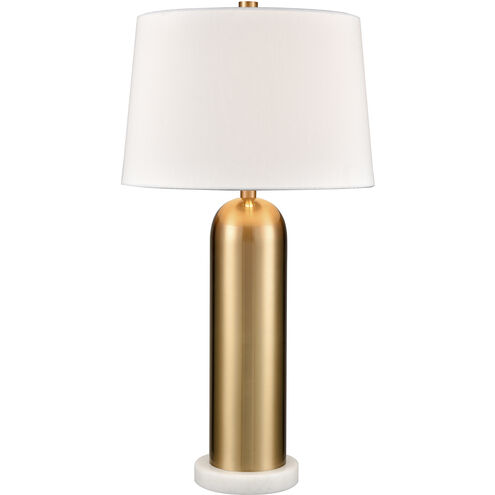 Elishaw 30 inch 150 watt Aged Brass with White Table Lamp Portable Light
