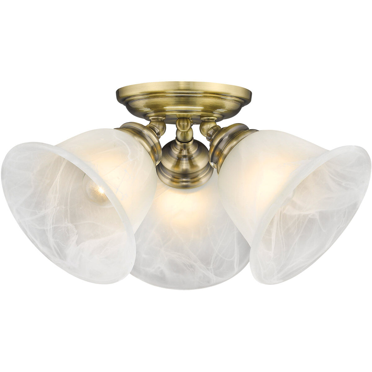 Essex 3 Light 15 inch Antique Brass Semi-Flush Mount Ceiling Light