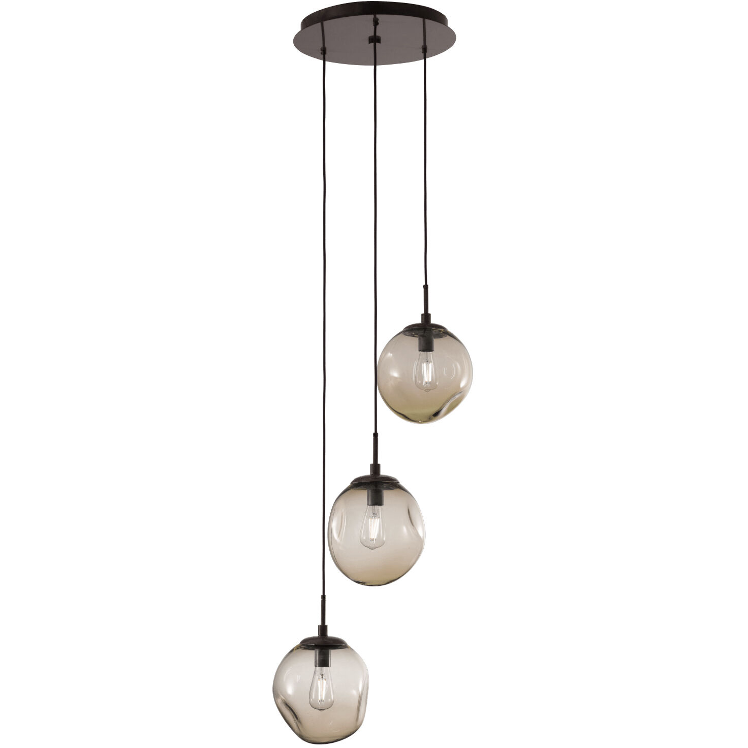 Aster Incandescent 5 Light Flat Bronze Chandelier Ceiling Light, Round Multi-Port