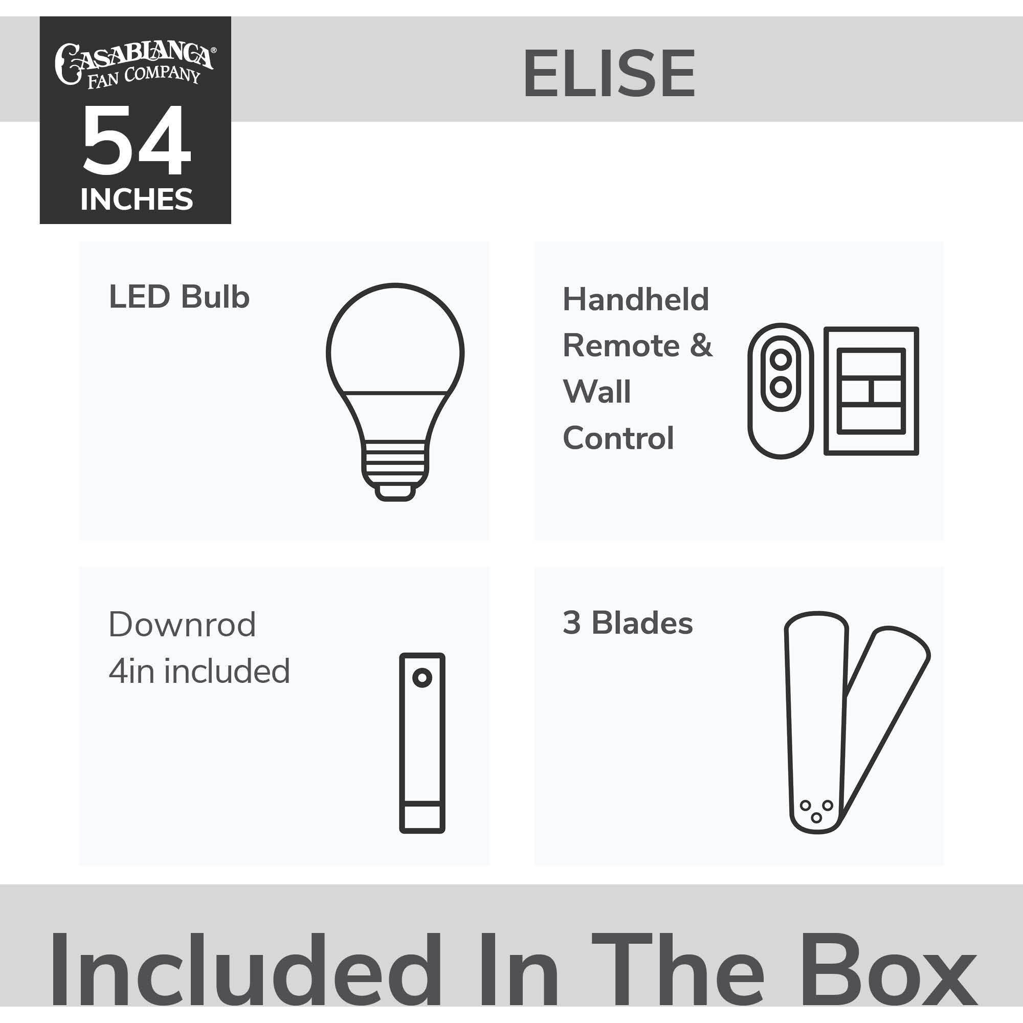 Elise 54 inch Alturas Gold with Fresh White Blades Outdoor Ceiling Fan
