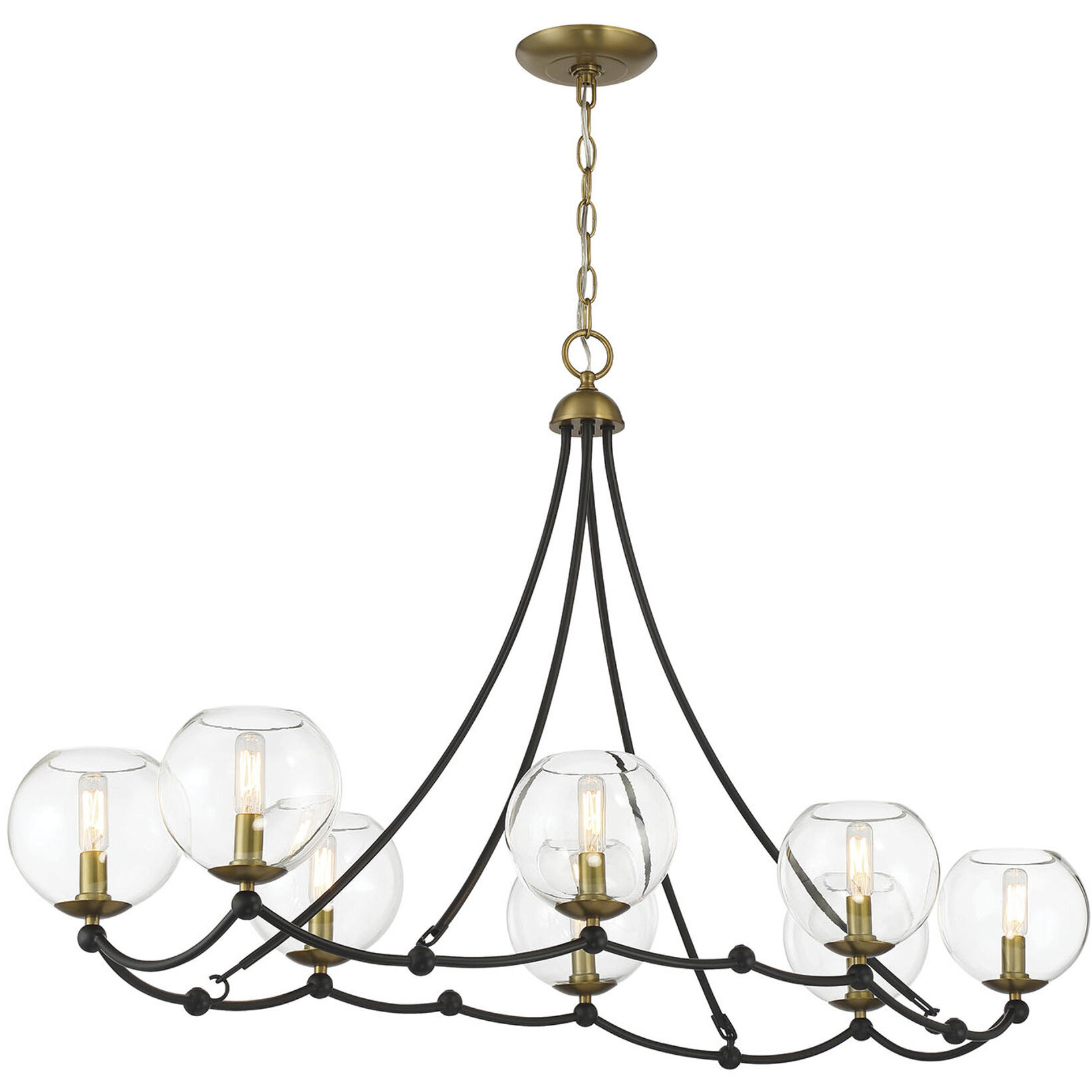 Vantage Kearney Park 8 Light 44 inch Coal and Soft Brass Island Light Ceiling Light