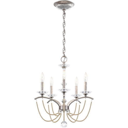 Priscilla 5 Light Antique Silver Chandelier Ceiling Light in Bronze Pearl, Adjustable Height