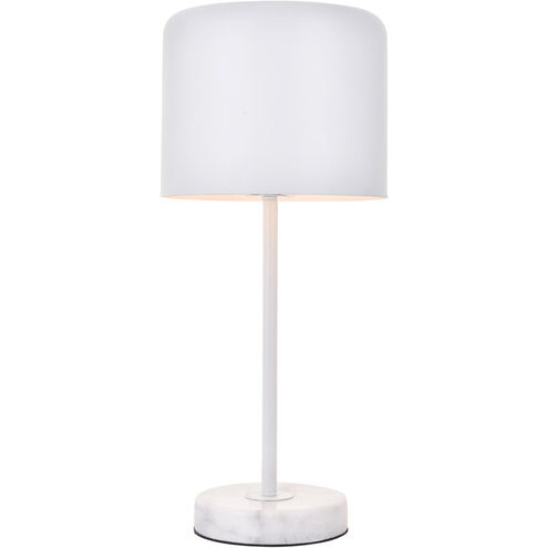 Exemplar 21 inch 40 watt White with White Marble Table lamp Portable Light
