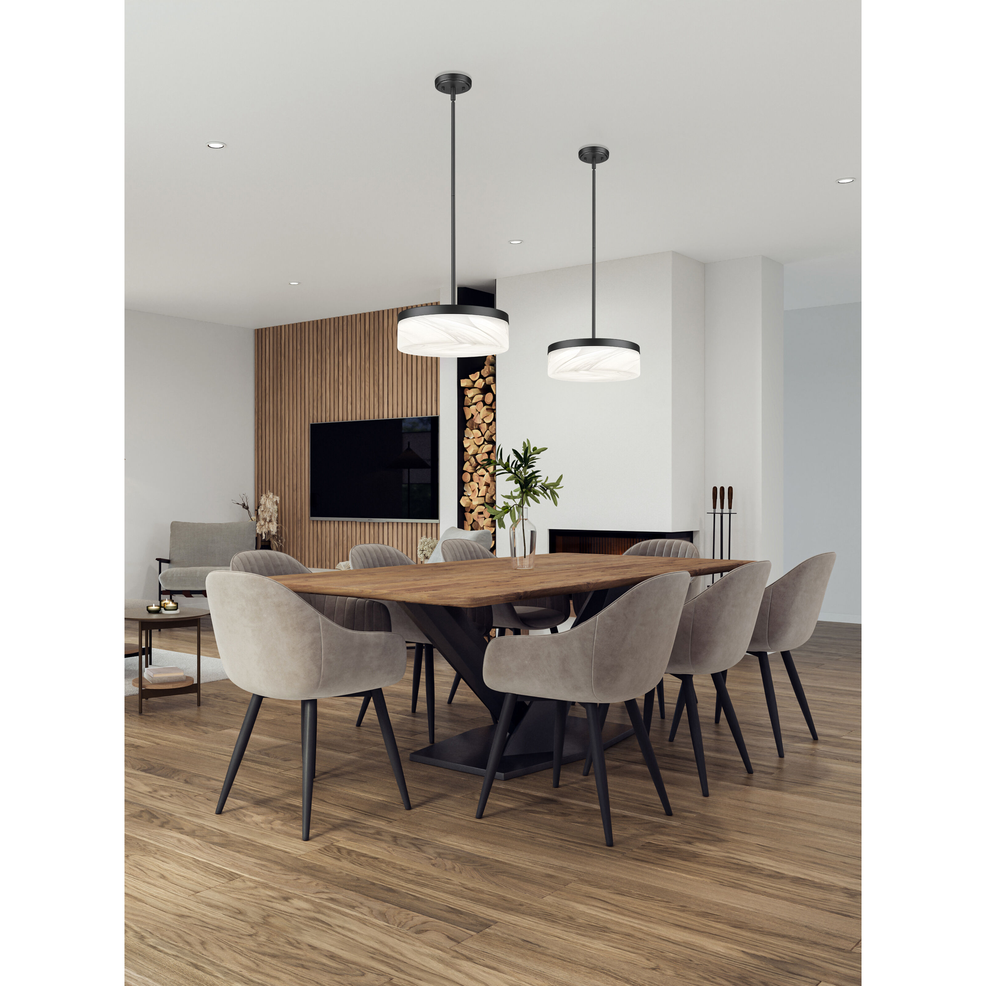 Renaud LED 13 inch Matte Black Pendant Ceiling Light