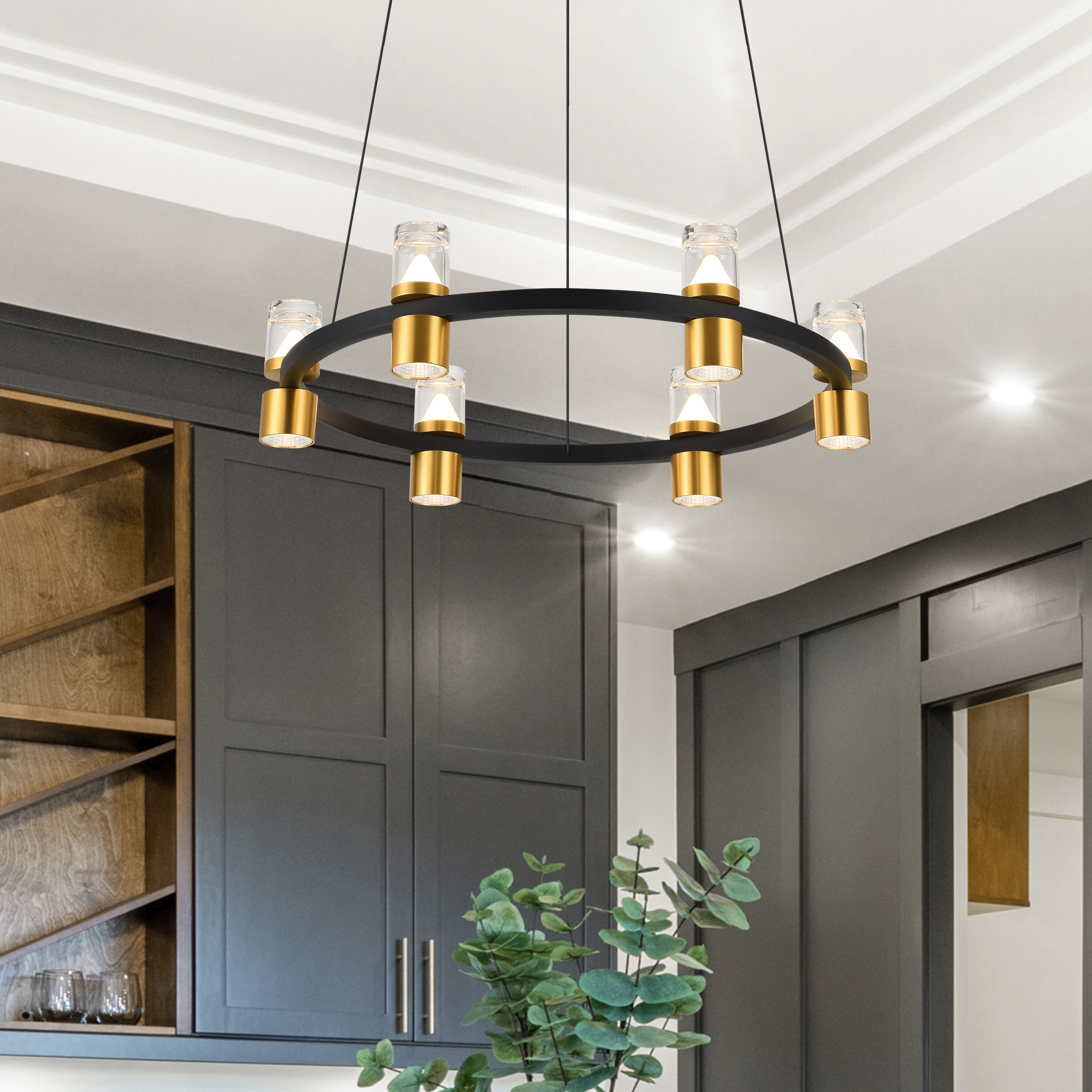 Ellegi Series 24 inch Black/Gold Chandelier Ceiling Light, Artisan Collection