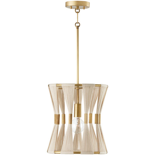 Bianca 1 Light 12 inch Bleached Natural Rope and Patinaed Brass Pendant Ceiling Light