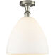 Edison Bristol Glass 1 Light 12 inch Brushed Satin Nickel Semi-Flush Mount Ceiling Light in Matte White Glass