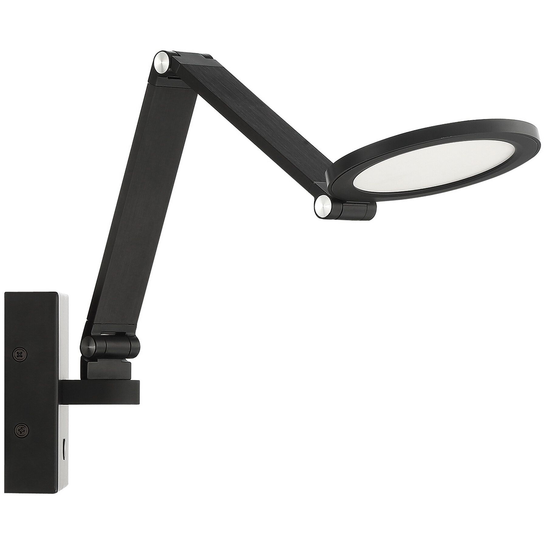Roundo 21 inch 9 watt Black LED Swing Arm Wall Light