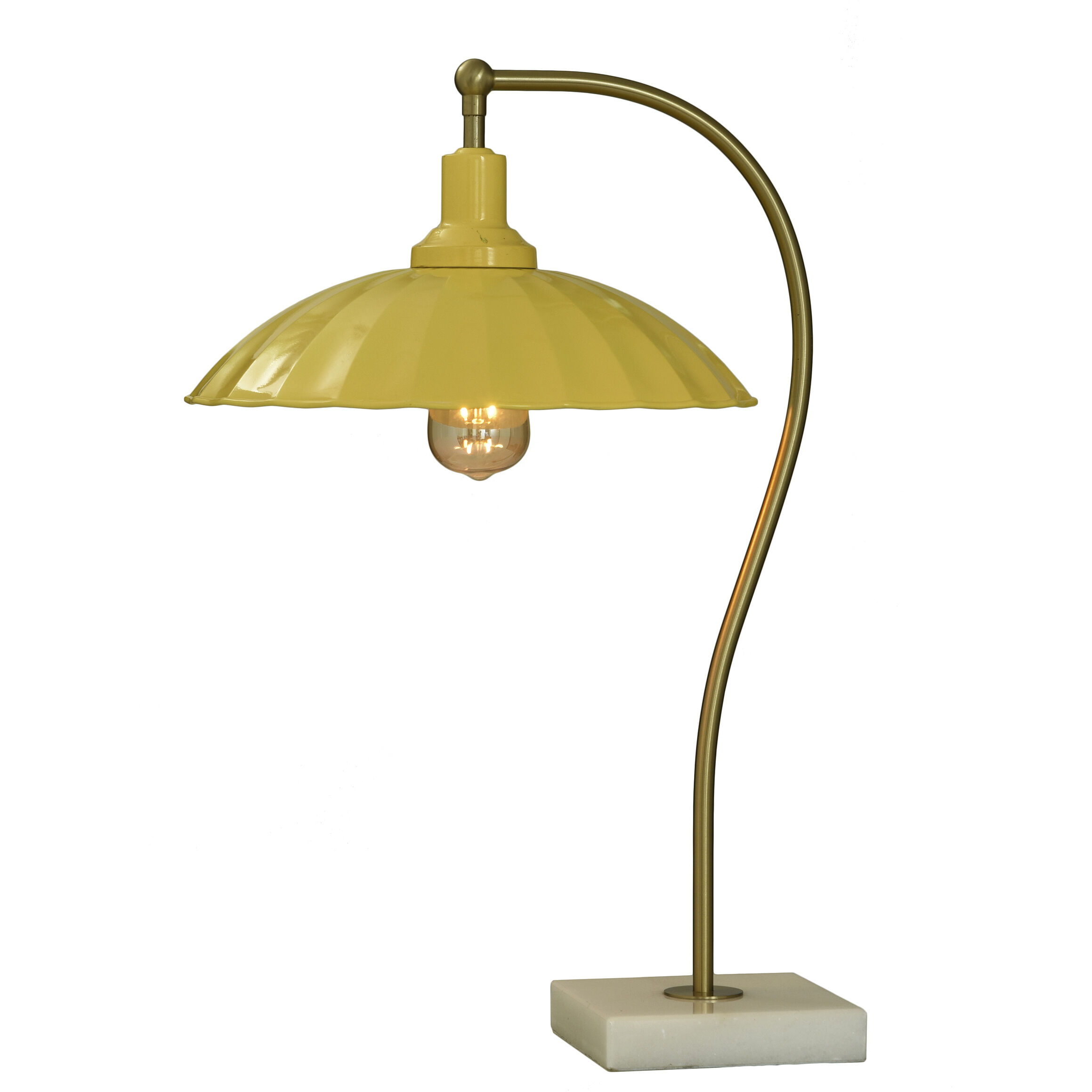 Penelope 24 inch 60 watt Polished Brass and White Marble Table Lamp Portable Light