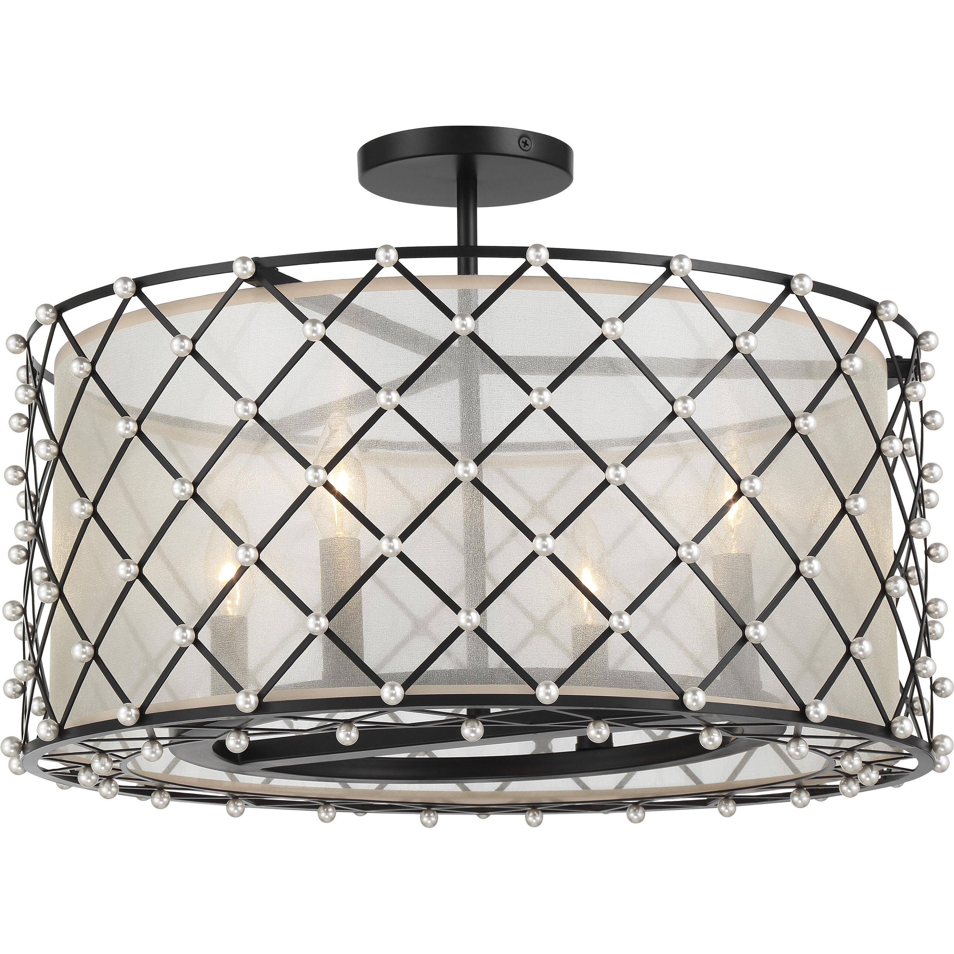 Sheer Elegance 4 Light 21.25 inch Coal Convertible Pendant Ceiling Light