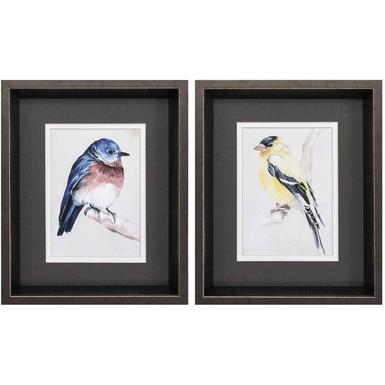 Bird on Branch Orange and Gray Framed Art, Propac