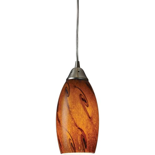 Galaxy 1 Light 5 inch Satin Nickel Mini Pendant Ceiling Light in Brown, Incandescent