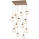 Aster LED LED Novel Brass Chandelier Ceiling Light, Square Multi-Pendant