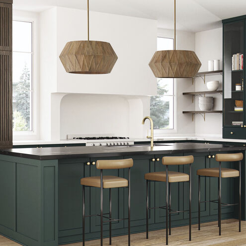 Nadeau 4 Light 22 inch Light Wood and Patinaed Brass Pendant Ceiling Light