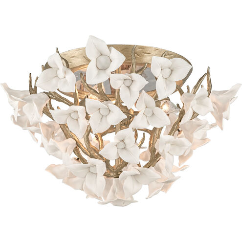 Lily 3 Light 18.25 inch Stria Gold Leaf Flush Mount Ceiling Light
