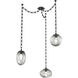 Cosmos LED 17 inch Matte Black Swag Multi-Pendant Ceiling Light in 2700K LED, Geo Inner - Smoke Outer, Rectangular Chain