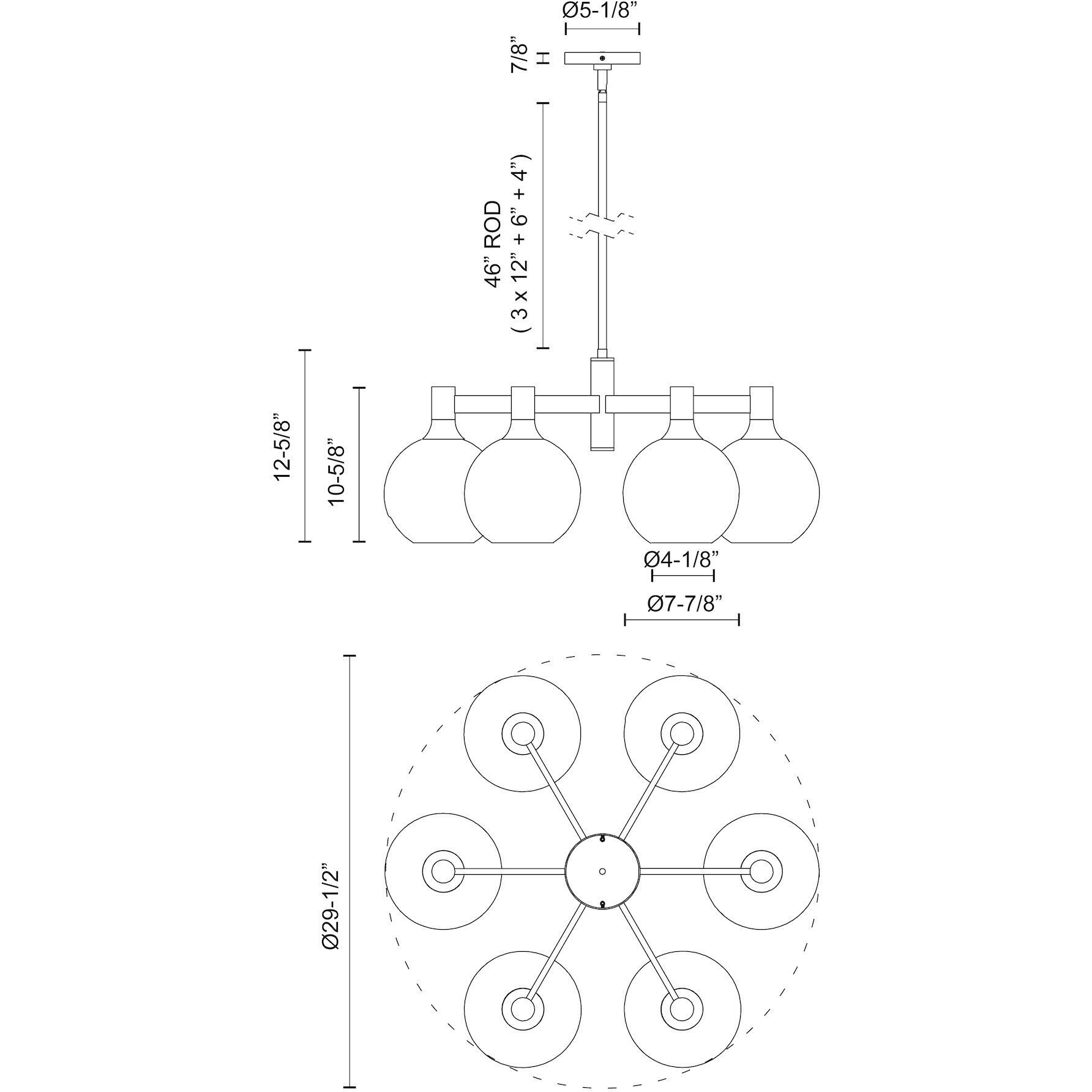 Alora Mood Castilla 6 Light 29.5 inch Matte Black Chandelier Ceiling Light in Matte Opal Glass