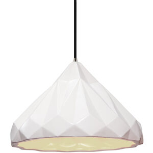 Radiance Collection 1 Light 12 inch Brushed Nickel and Gloss White and Black Pendant Ceiling Light