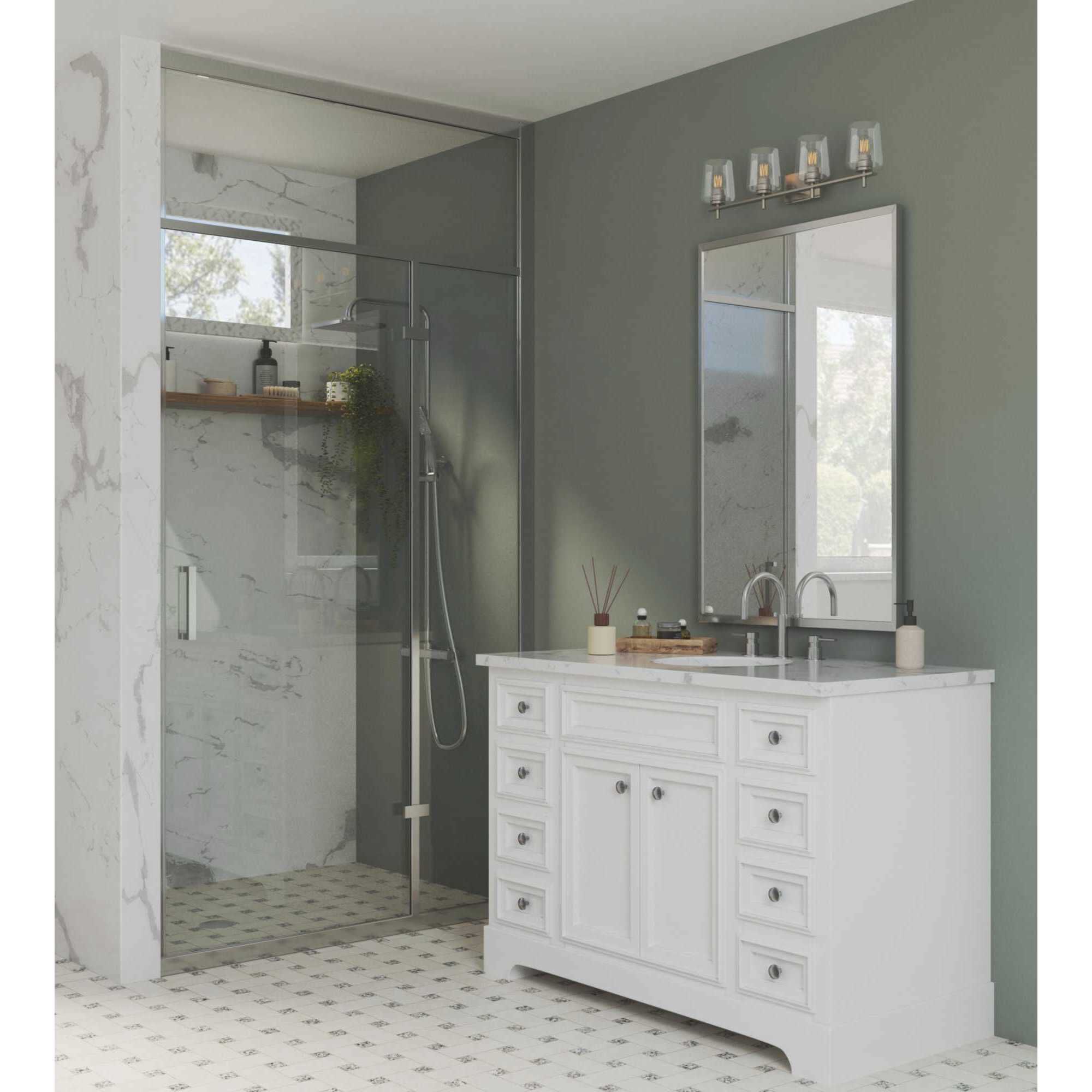 Calais 4 Light 34 inch Brushed Nickel Bath Vanity Wall Light