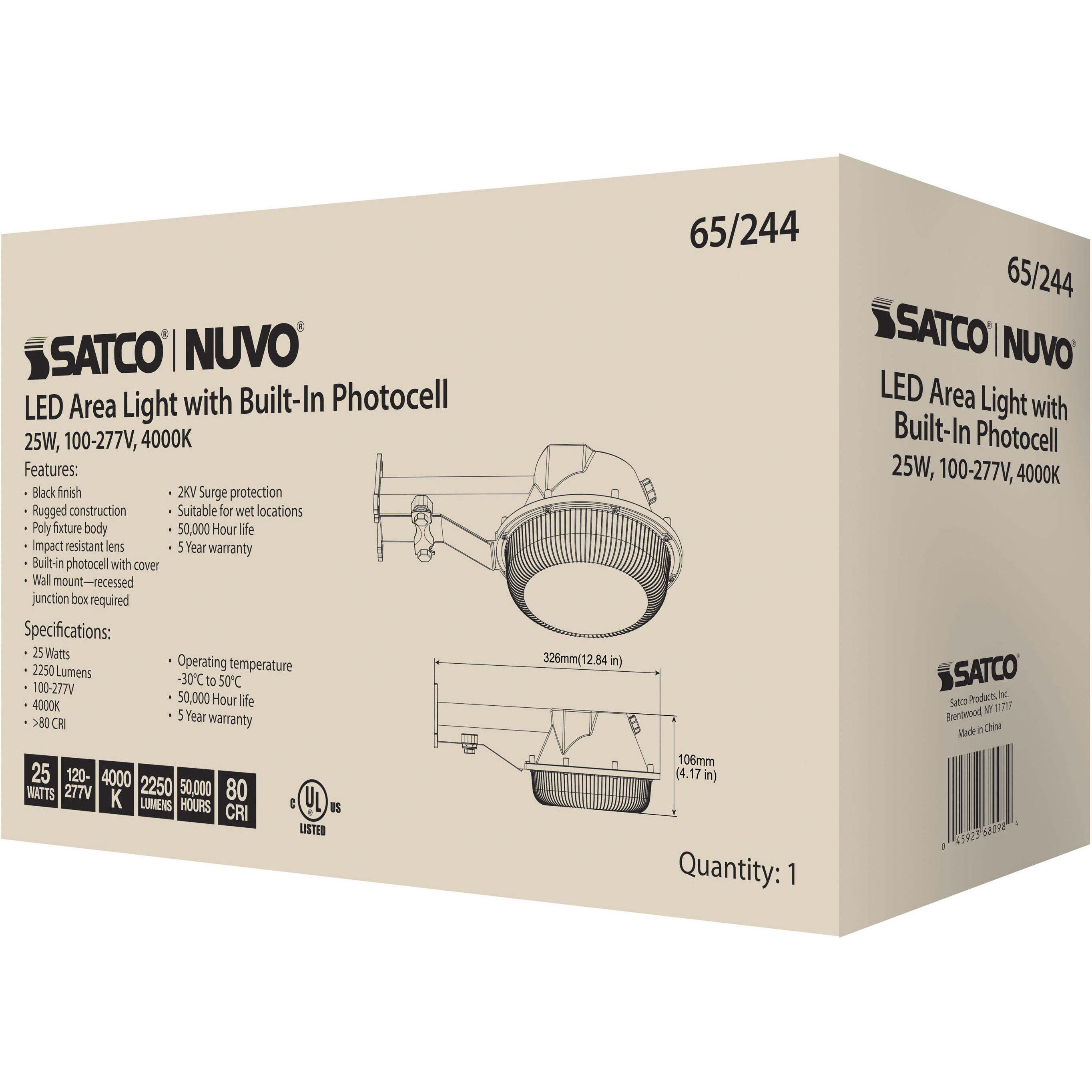 Brentwood LED 4 inch Black Outdoor Area Light